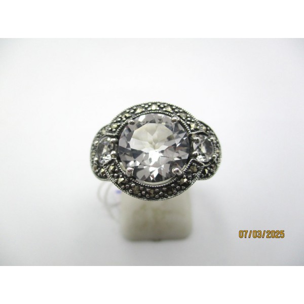 Bague Art Déco en Argent et Topaze