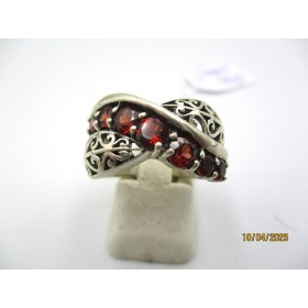 Bague Art Déco Croisés en Argent et Grenat