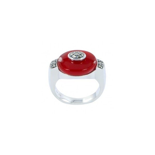 Bague Art Déco en Argent et Cornaline