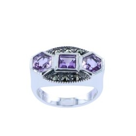 Bague Rétro en Argent et Améthyste