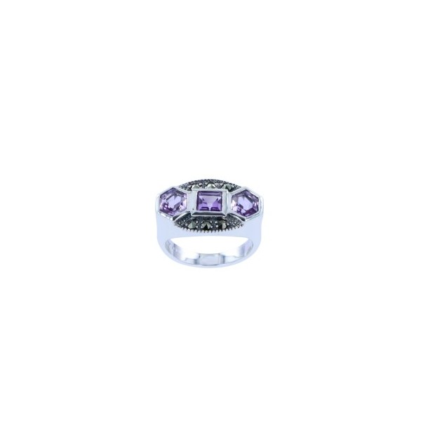 Bague Rétro en Argent et Améthyste