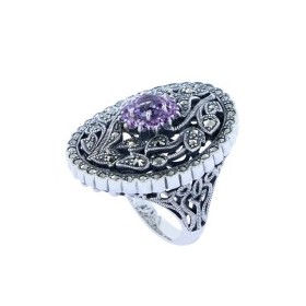 Bague Art Déco en Argent et Améthyste