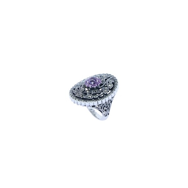 Bague Art Déco en Argent et Améthyste
