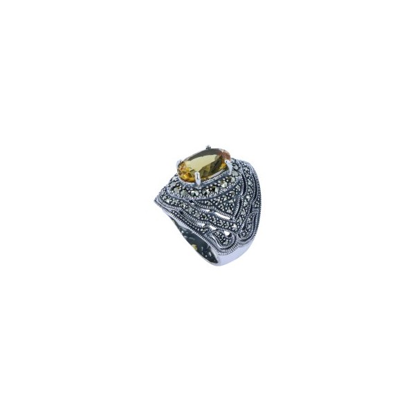 Bague Art déco en Argent et Citrine