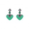 Boucles d'Oreilles Pendantes art déco en Argent et Agate Verte