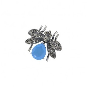 Broche Art Déco en Argent et Jade Lavande
