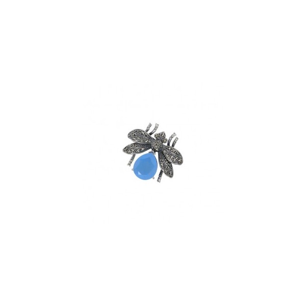 Broche Art Déco en Argent et Jade Lavande
