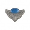 Broche Rétro Art Déco en Argent et Jade Bleu