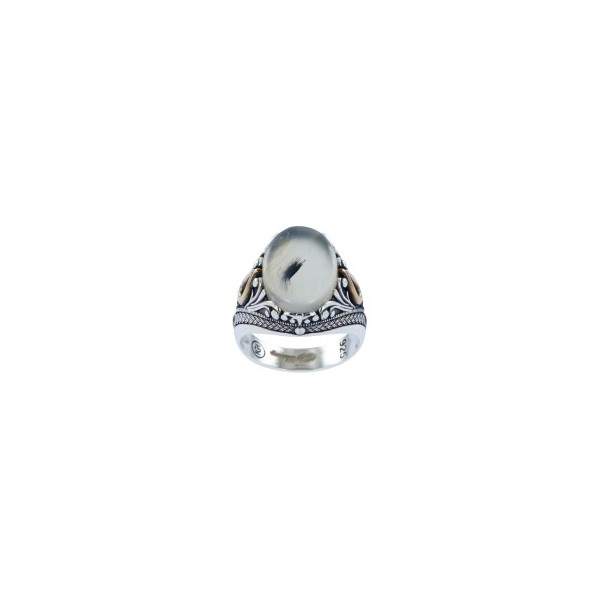 Bague rétro en Argent avec Agate en Argent et Bronze