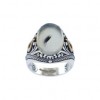 Bague rétro en Argent avec Agate en Argent et Bronze