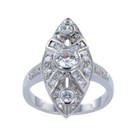 Bague Art Déco en Argent et Zirconium