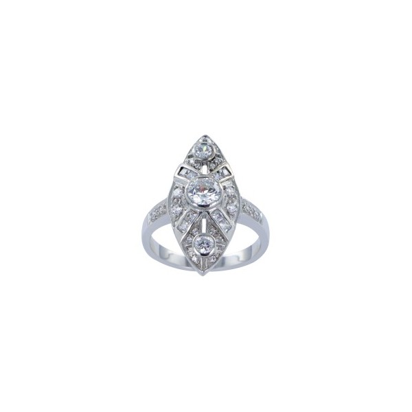 Bague Art Déco en Argent et Zirconium