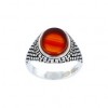 Bague Art Déco en Argent et Agate Rouge