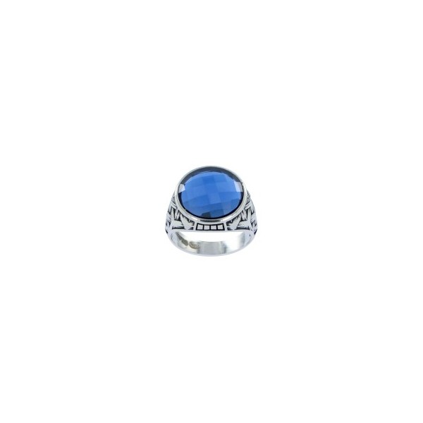 Bague Rétro en Argent et Zirconium Bleu