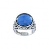 Bague Rétro en Argent et Zirconium Bleu
