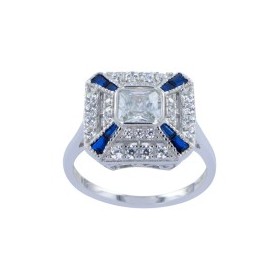 Bague Art Déco en Argent et Diamant Zirconium