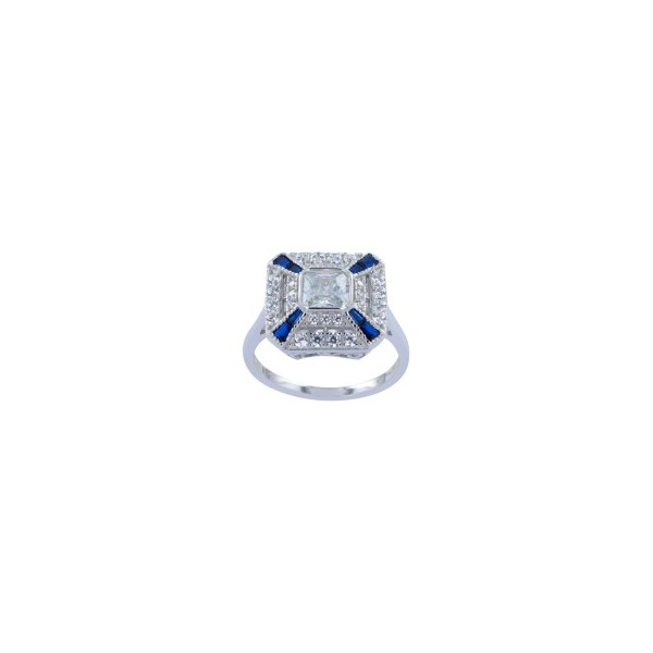 Bague Art Déco en Argent et Diamant Zirconium