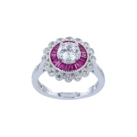 Bague Marguerite Rétro en Argent et Zirconium