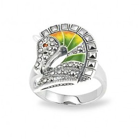 Bague en Argent émail et Grenat