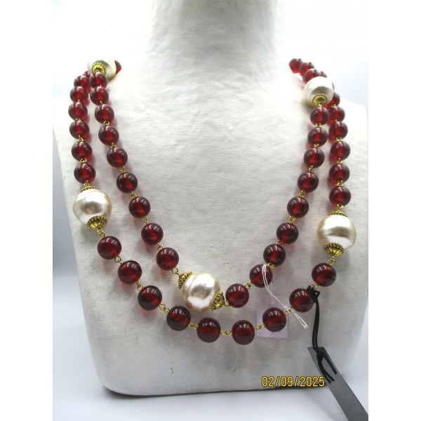 Collier Vintage Sautoir en perles de Verre