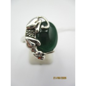 Bague Panthère Art déco en Argent et Agate