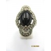 Bague Art Déco en Argent et Onyx