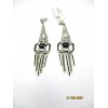 Boucles d'Oreilles Pendantes Art Déco en Argent et Onyx
