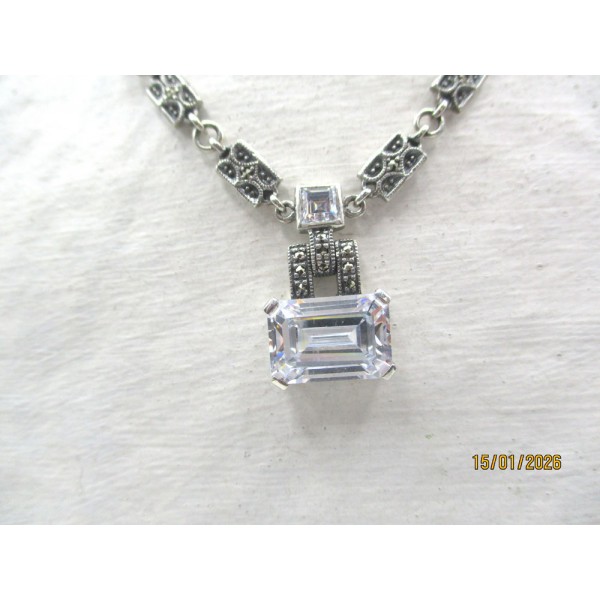 Collier Art Déco en Argent et Zirconium