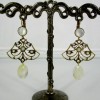 Boucles d'oreilles vintages dorées pour femme en nacre