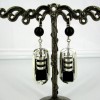 Boucle d'oreille style vintage pour femme en onyx noir