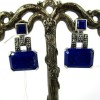 Boucle d'oreille vintage art déco en argent et lapis lazuli