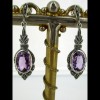 Boucles d'oreilles violettes art déco en argent et améthyste