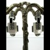 Boucle d'oreille art déco en argent avec nacre et onyx