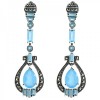 Boucles d'oreilles vintage en argent 925 serties d'agates bleues