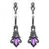 Boucle d'oreille rétro en argent et améthyste