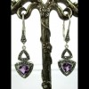 Boucle d'oreille style ancien en argent et améthyste