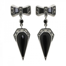 Boucles d'oreilles papillons en argent et onyx noir