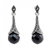 Boucles d'oreilles façonnées en argent et onyx noir