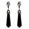 Boucles d'oreilles pendantes vintage en argent et onyx noir