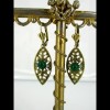 Boucles d'oreilles vintage dorées en aventurine