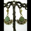 Boucles d'oreilles art déco dorées avec pierre aventurine