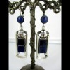 Boucle d'oreille vintage métal argenté avec Lapis lazuli