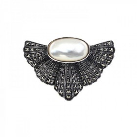 Broche vintage en argent 925 et nacre