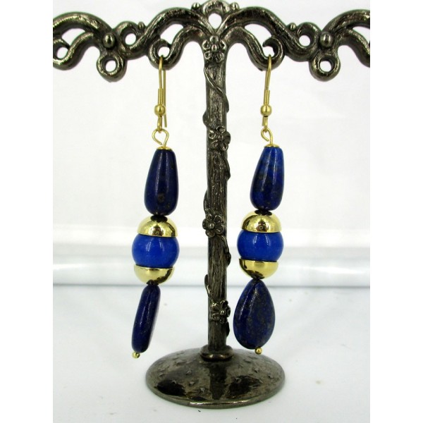 Boucles d'oreilles avec pierres Lapis lazuli