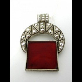 Broche vintage pour femme avec pierre en cornaline et marcassites