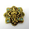 Broche femmes dorée avec pierre amazonite