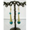 Boucles d'oreilles pendantes dorées avec turquoise
