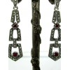 Boucles d'Oreilles pendantes en Argent et Rubis