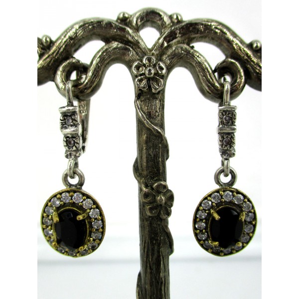 Boucles d'Oreilles Vintages Serties de Zirconium