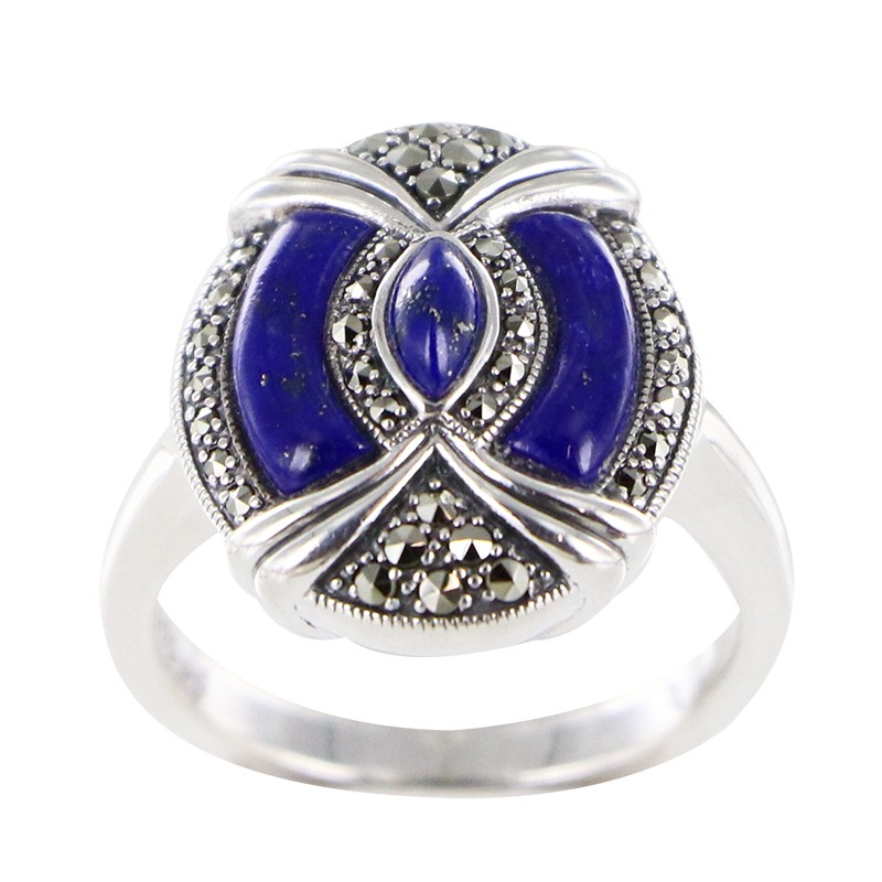 Bague de style art déco seretie de lapis-lazuli